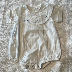 Newborn romper white embroidered